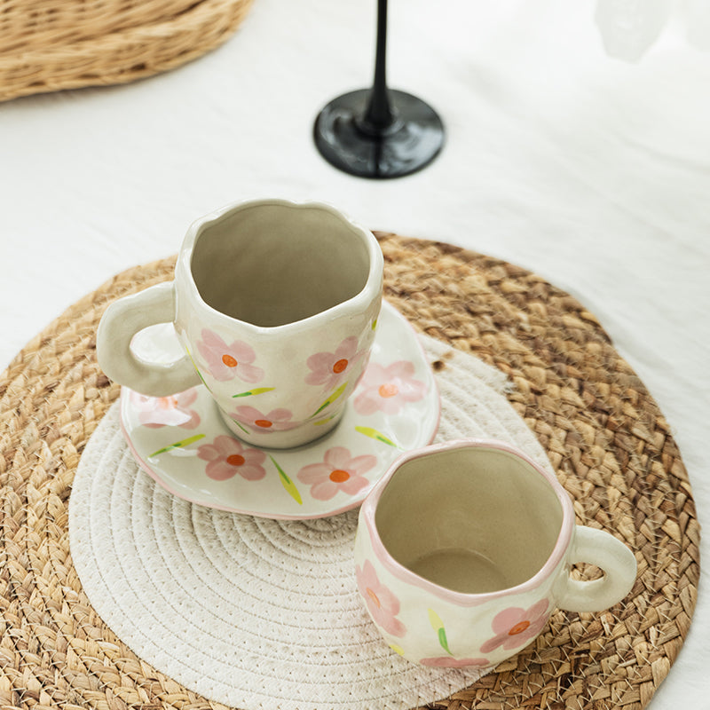 Hand-painted Flower Ceramic Coffee Cup